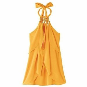 Yellow beaded halter top